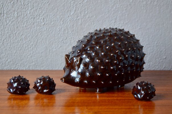 Mid-Century Ceramic Hedgehog Figurines from Jupiler, Set of 4-AIU-546383