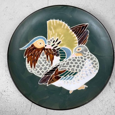 Mid-Century Ceramic Lovebirds Plate, Japan, 1970s-DWL-1767674