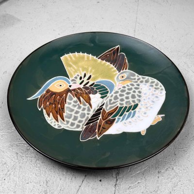 Mid-Century Ceramic Lovebirds Plate, Japan, 1970s-DWL-1767674