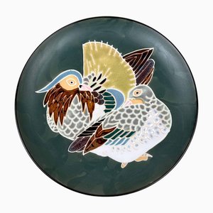 Mid-Century Ceramic Lovebirds Plate, Japan, 1970s-DWL-1767674