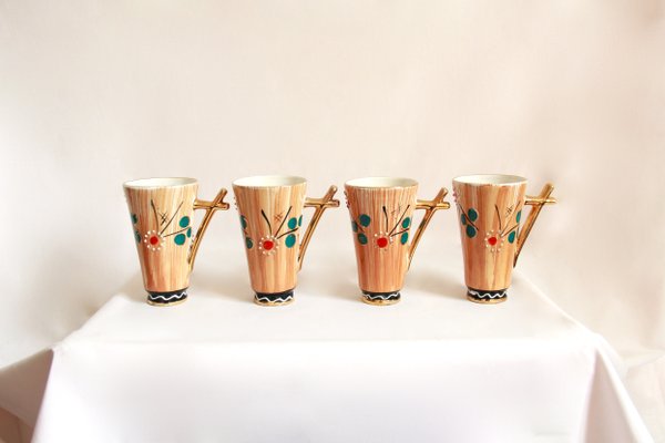 Mid-Century Ceramic Margherite Pitcher and Glasses, Italy, 1950s, Set of 5-HUY-1083171