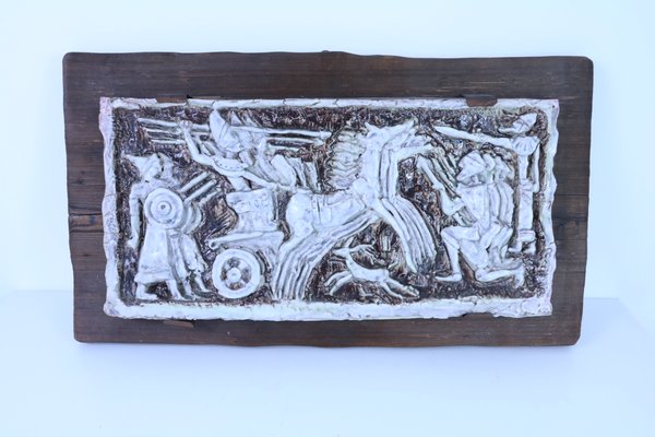 Mid-Century Ceramic Panel with Battle Scene-SXX-717351