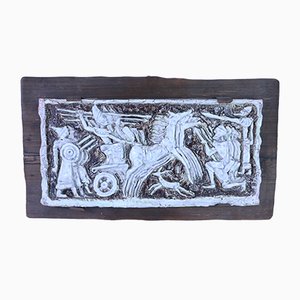 Mid-Century Ceramic Panel with Battle Scene-SXX-717351