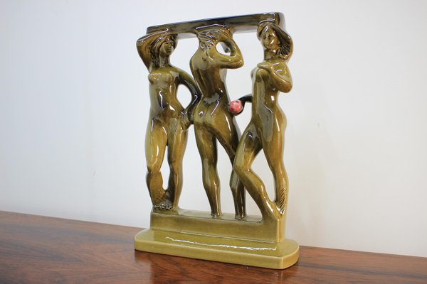 Mid-Century Ceramic Sculpture of Women Three Graces by Zdenek Farnik for Keramia, 1960s-TZ-697440