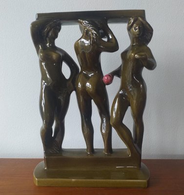 Mid-Century Ceramic Sculpture of Women Three Graces by Zdenek Farnik for Keramia, 1960s-TZ-697440