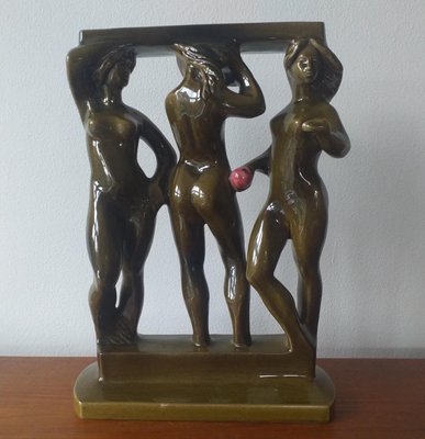 Mid-Century Ceramic Sculpture of Women Three Graces by Zdenek Farnik for Keramia, 1960s-TZ-697440