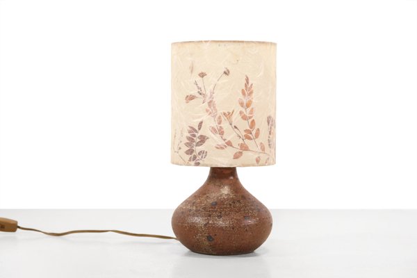 Mid-Century Ceramic Table Lamp with Dried Floral Hood, 1960s-BQ-1760897