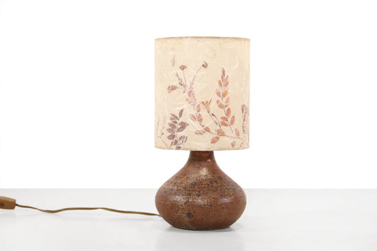 Mid-Century Ceramic Table Lamp with Dried Floral Hood, 1960s