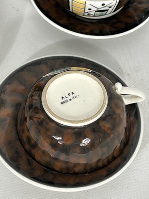 Mid-Century Ceramic Teapot Set by Alfa Ceramiche, Italy, 1950s, Set of 8-OT-1328285