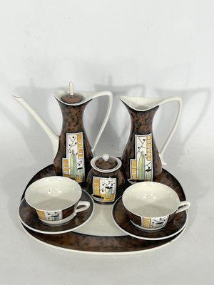 Mid-Century Ceramic Teapot Set by Alfa Ceramiche, Italy, 1950s, Set of 8-OT-1328285