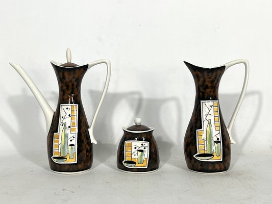 Mid-Century Ceramic Teapot Set by Alfa Ceramiche, Italy, 1950s, Set of 8-OT-1328285