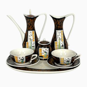 Mid-Century Ceramic Teapot Set by Alfa Ceramiche, Italy, 1950s, Set of 8-OT-1328285