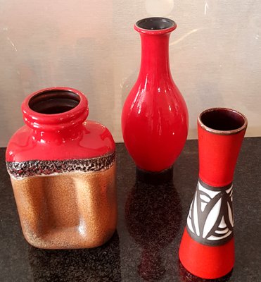 Mid-Century Ceramic Vases from Scheurich & Steuler, Set of 3-QDP-910832