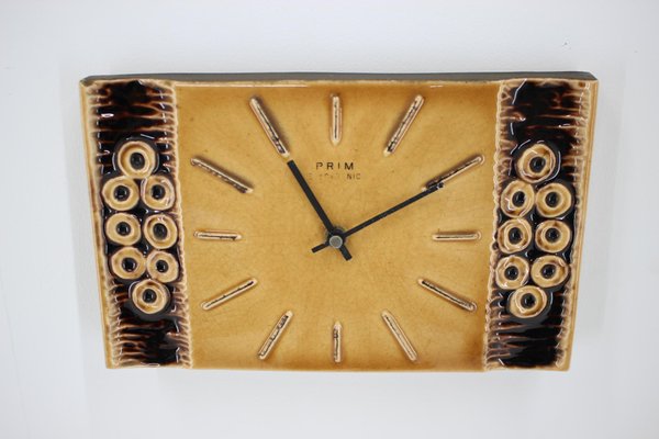 Mid-Century Ceramic Wall Clock by Prim, Czechoslovakia, 1960s-TZ-1111249