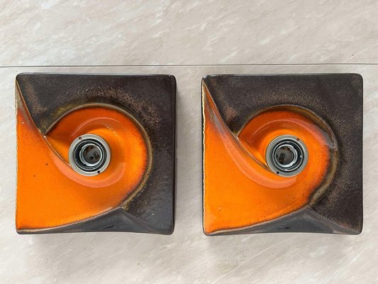 Mid-Century Ceramic Wall Lamps or Ceiling Flush Mounts, Germany, 1970s, Set of 2-TZ-1362449