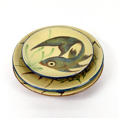 Mid-Century Ceramic Wall Plates with Fish Decor by Puigdemont, Set of 3-RY-795963