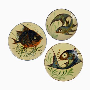 Mid-Century Ceramic Wall Plates with Fish Decor by Puigdemont, Set of 3-RY-795963