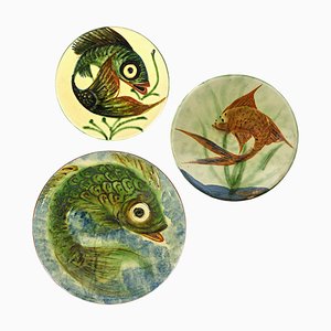 Mid-Century Ceramic Wall Plates with Fish Decor by Puigdemont, Set of 3-RY-796032