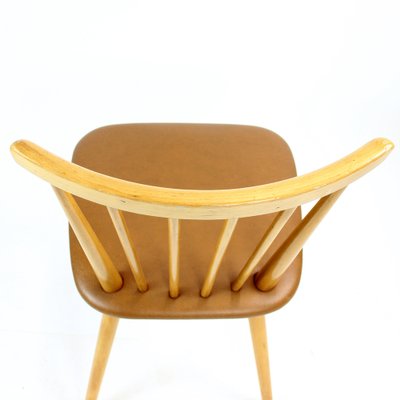 Mid-Century Chair in Oak & Leatherette, Czechoslovakia, 1960s-UL-1263563