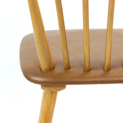 Mid-Century Chair in Oak & Leatherette, Czechoslovakia, 1960s-UL-1263563