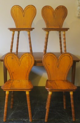 Mid-Century Chairs with Heart-Shaped Backs and Splayed Legs 1950s, Set of 4-ED-1727624