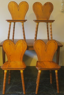 Mid-Century Chairs with Heart-Shaped Backs and Splayed Legs 1950s, Set of 4-ED-1727624