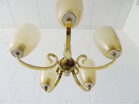 Mid-Century Chandelier in Brass and Glass-BLG-1004542