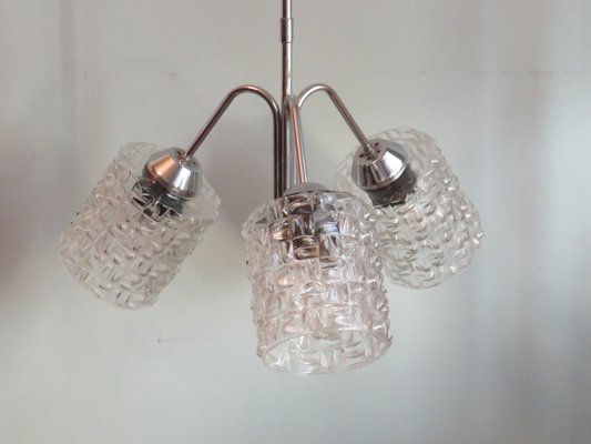 Mid-Century Chandelier in Chrome and Glass, Belgium, 1960-UKG-1314033