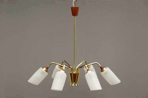 Mid-Century Chandelier in Teak, 1960s-DUM-1182546