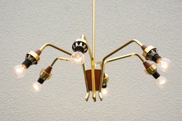 Mid-Century Chandelier in Teak, 1960s-DUM-1182546