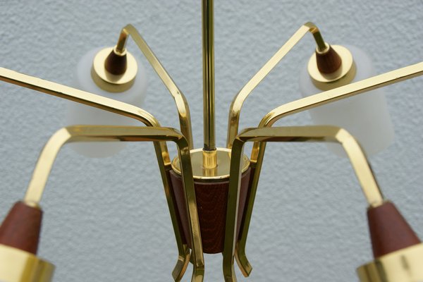 Mid-Century Chandelier in Teak, 1960s-DUM-1182546