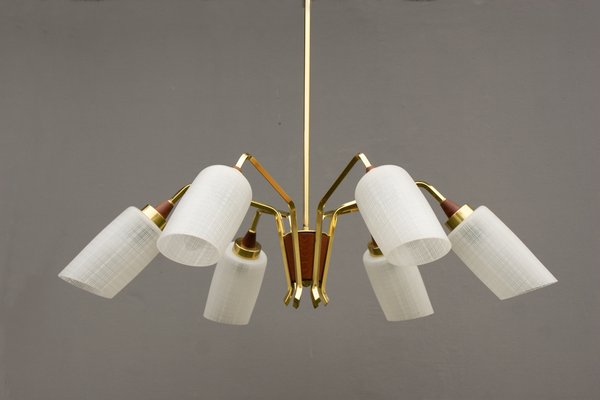 Mid-Century Chandelier in Teak, 1960s-DUM-1182546