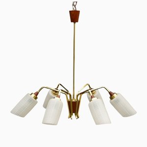 Mid-Century Chandelier in Teak, 1960s-DUM-1182546