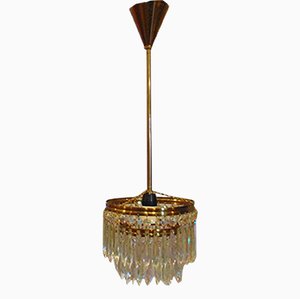 Mid-Century Chandelier with Glass Crystals-CAQ-796582