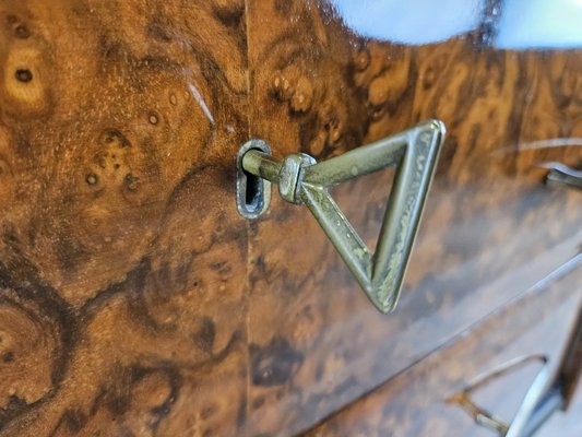 Mid-Century Chest of Drawers in Mahogany Briar with Decorated Glass Top, Italy, 1950s-ZUW-1716677