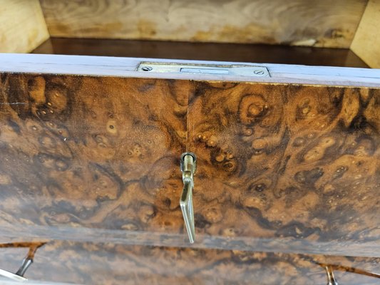 Mid-Century Chest of Drawers in Mahogany Briar with Decorated Glass Top, Italy, 1950s-ZUW-1716677