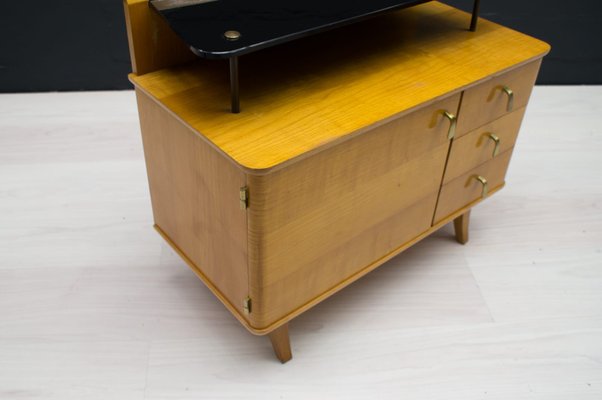 Mid-Century Chest of Drawers with Black Glass, 1950s, Set of 2-KQB-716828