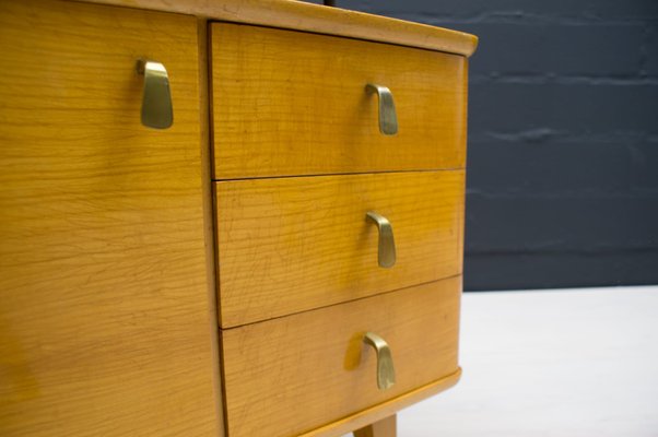 Mid-Century Chest of Drawers with Black Glass, 1950s, Set of 2-KQB-716828