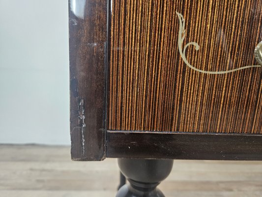 Mid-Century Chest of Drawers with Blue Glass and Four Drawers, 1960s-ZUW-2019891