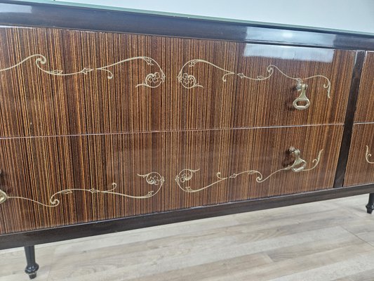 Mid-Century Chest of Drawers with Blue Glass and Four Drawers, 1960s-ZUW-2019891