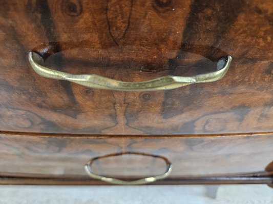 Mid-Century Chest of Drawers with Colored Glass and Six Drawers with Brass Handles, Italy, 1960s-ZUW-1719285