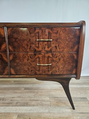 Mid-Century Chest of Drawers with Colored Glass and Six Drawers with Brass Handles, Italy, 1960s-ZUW-1719285