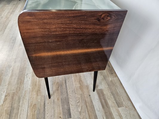 Mid-Century Chest of Drawers with Colored Glass and Six Drawers with Brass Handles, Italy, 1960s-ZUW-1719285