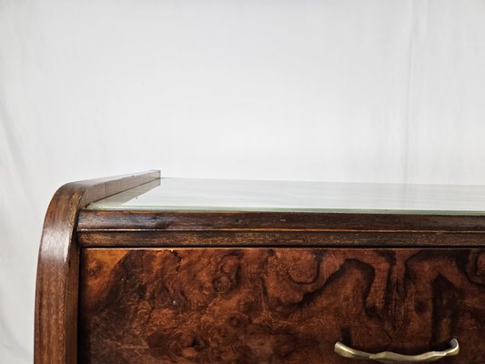 Mid-Century Chest of Drawers with Colored Glass and Six Drawers with Brass Handles, Italy, 1960s-ZUW-1719285