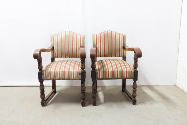 Mid-Century Chestnut Armchairs, Spain, Set of 2-RIU-1078156