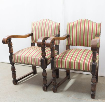 Mid-Century Chestnut Armchairs, Spain, Set of 2-RIU-1078156