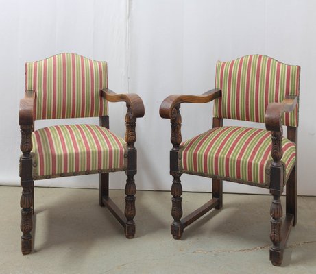 Mid-Century Chestnut Armchairs, Spain, Set of 2-RIU-1078156