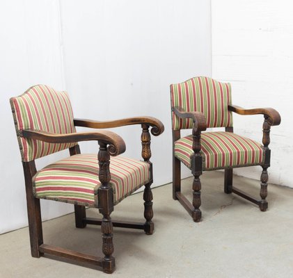 Mid-Century Chestnut Armchairs, Spain, Set of 2-RIU-1078156