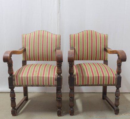 Mid-Century Chestnut Armchairs, Spain, Set of 2-RIU-1078156