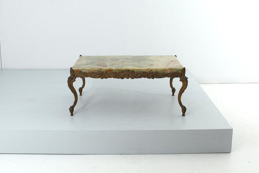 Mid-Century Chippendale Style Bronze and Onyx Coffee Table, Italy, 1950s